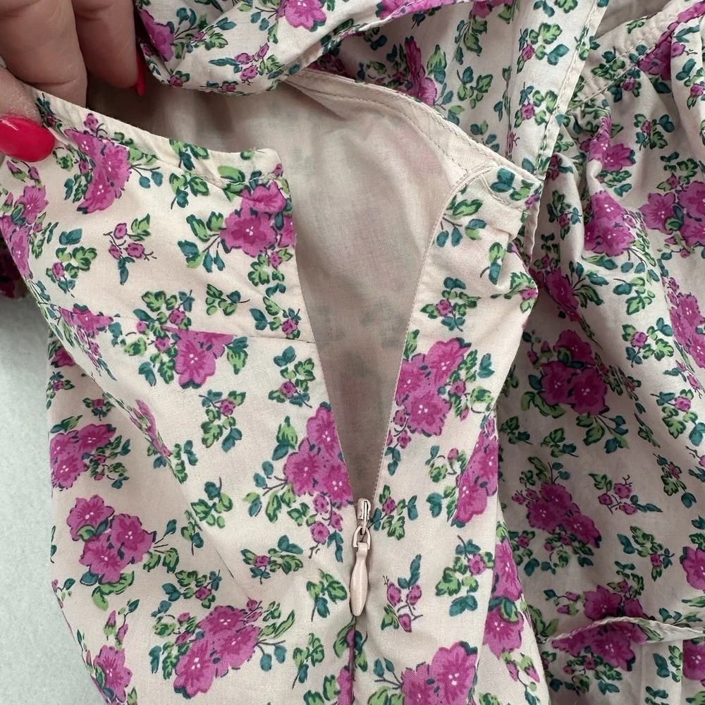 VICI x Gina Floral One Shoulder Ruffle Mini Dress Pink Green XL HN1090D Summer - Picture 5 of 8